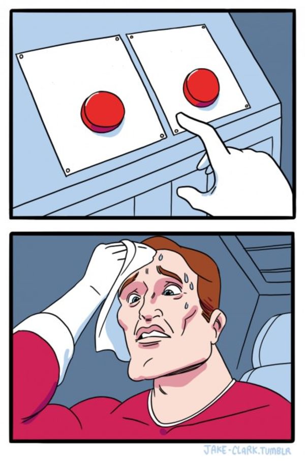 Two Buttons meme about Ghost Lifestyle